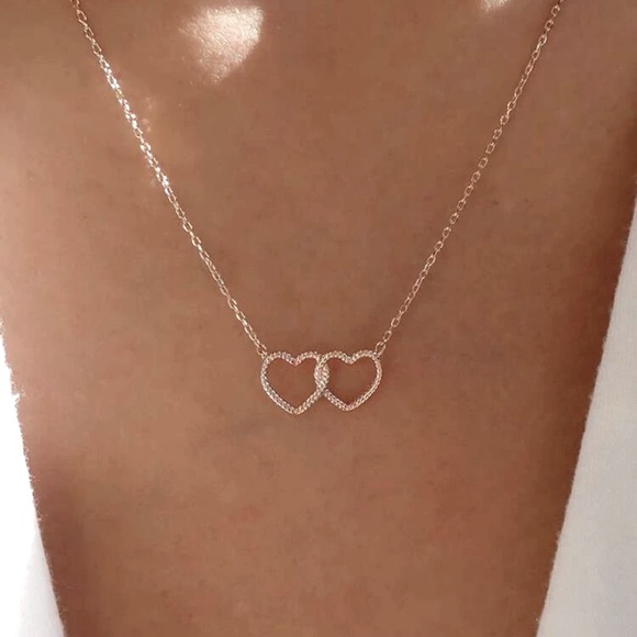 mam262 Jewelry - Gold Double Heart Necklace